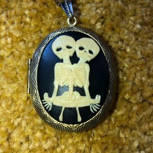Conjoined twins Cameo locket brass color necklace